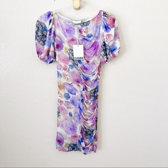 NEW Ganni Floral Mesh Body-Con Dress size 38 - Picture 12 of 16